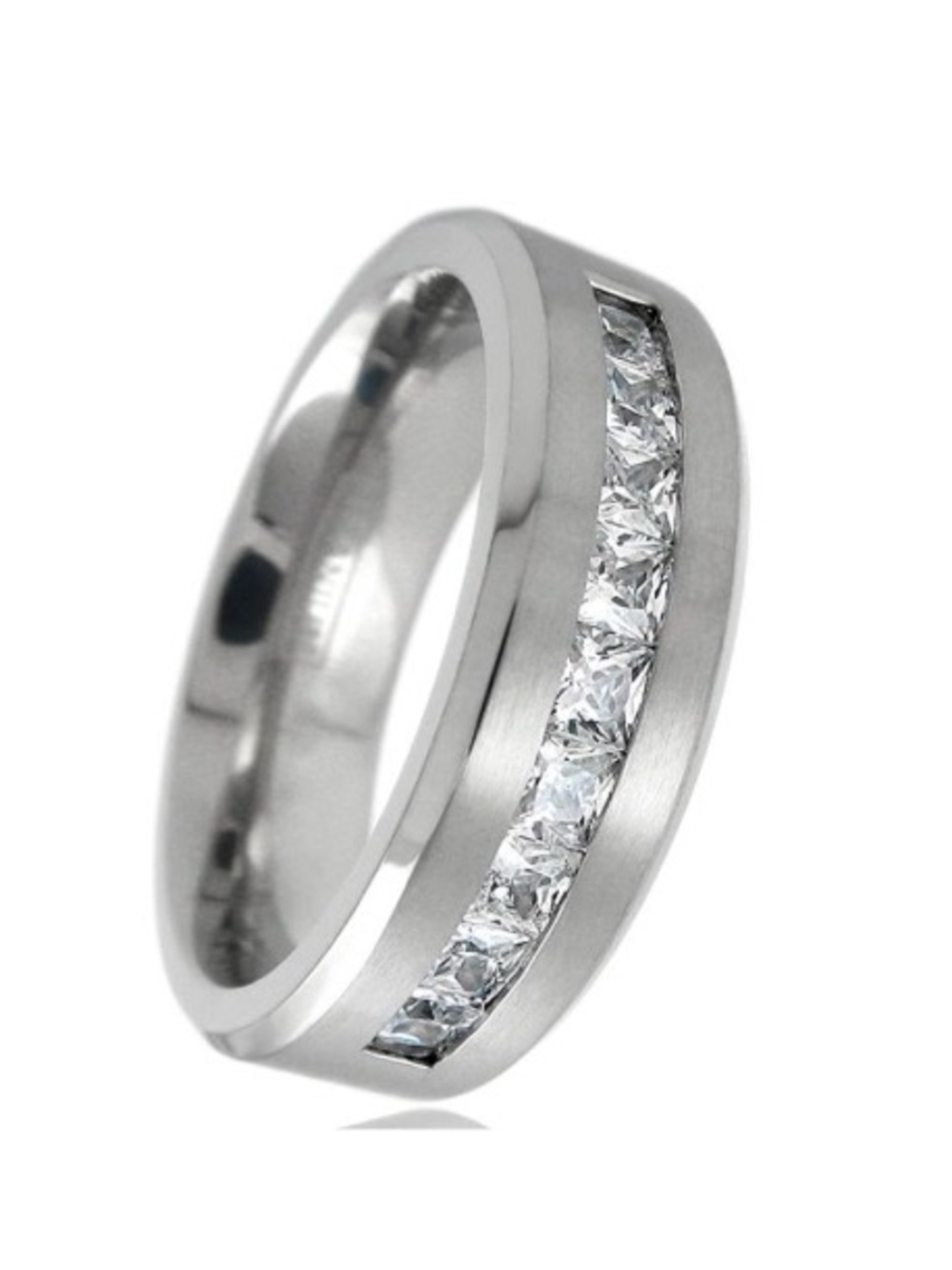 NWT-Men’s CZ Princess Cut Wedding Band